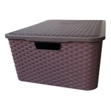 Canasto Organizador Plástico Símil Rattan Grande Pack X 6