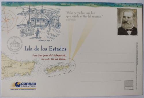 Tarjeta Entero Postal Isla De Los Estados Año 2007