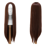 Peruca Castanho Chocolate Lisa 75cm Sem Franja Orgânica Wig