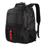 Mochila De Viaje Yorepek 100801, Mochila Para Laptop 17 Pulgadas, Mochila Escolar, Antirrobo Impermeable 50l Negra