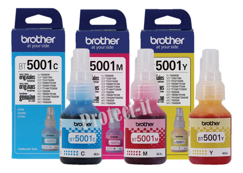 3 Tintas Originales Brother Bt5001 Para Dcp-t310 T510w T710w