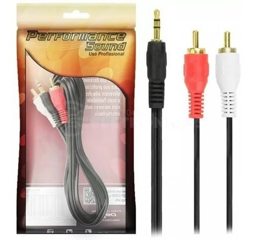 Cabo Auxiliar P2 + Rca P2 Estéreo + 2 Rca Gold Profissional