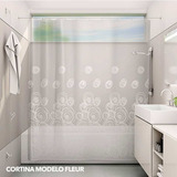 Cortina De Baño Plástico Extra Grueso Temacasa. Mod Fleur.