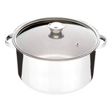 Panela Inox 32cm 10litros Com Tampa De Vidro E Alça Zanella