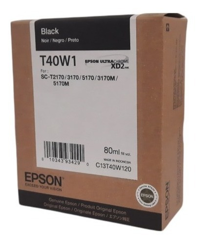 Tinta Epson Negra T40w120 80ml Para T2170 T3170 T5170