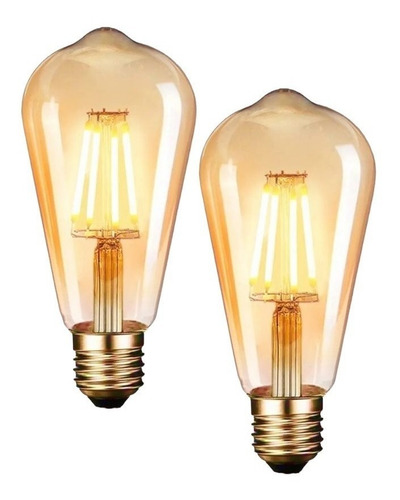 X2 Ampolleta Vintage Led Soquete E27 Luces Vintage Calida St