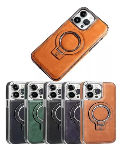 Capa De Couro Com Suporte Invisível Para iPhone 15 Pro Max