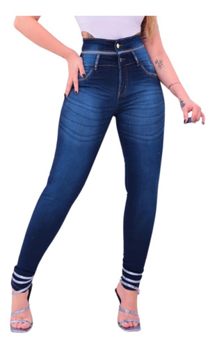 Calça Jeans Feminina Cintura Alta Lycra Modeladora Bumbum 