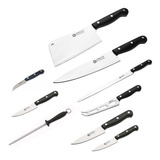 Set Cuchillos Arbolito 9 Piezas Chefs Profesional Acero Inox