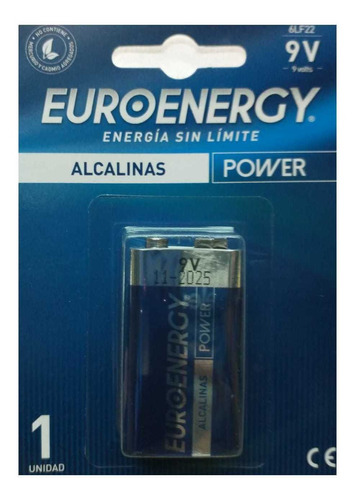 Bateria 9v. Euroenergy, Alcalinas Energia