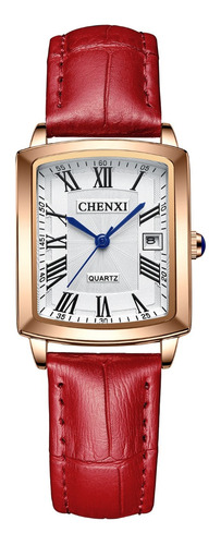 Reloj Impermeable Elegante De Cuero Cuadrado Chenxi