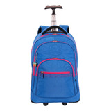 Mochila De Carrinho Paul Frank T03 Premium 2 Rodas Sestini Cor Azul Desenho Do Tecido Liso