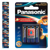 24 Pilhas Alcalinas Premium Aaa 3a Palito Panasonic 6 Cart