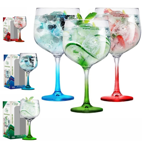 Taça Gin De Vidro Degrade Coloridas 650ml Drink Bar