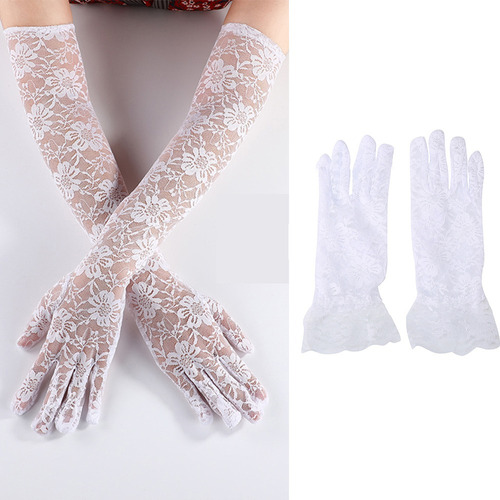 2 Pares Guantes Encage Novia Largos + Cortos Cosplay Fiesta