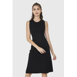 Vestido Midi Acanalado Negro Nicopoly