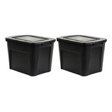 Set De 2 Contenedores Eco Box 80 Lts Negro Hogar Decoracion Organizadores Garden Life Color Negro