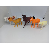 Set 5 Figuras Animal Granja Vaca Caballo 15cm Aprox Juguete 