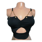 Crop Top Blusa Con Cadenas Para Dama Mujer