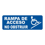 Cartel Rampa De Acceso No Obstruir Discapacitado 14x30 Cm