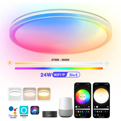 Vanance® Lámparas De Techo WiFi LED Inteligente Multicolor Ajustable 24W RGBCW 2700-6500k Lampara Techo Decorativas Modernas Bluetooth Luces RGB Hogar Inteligente App Control Por Voz Alexa Google Siri | MercadoLibre
