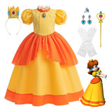 Vestido De Princesa Super Mario Brothers Peach Daisy Para Niña Disfraz De Carnival Cosplay Halloween Navidad Fiesta De Cumpleaños