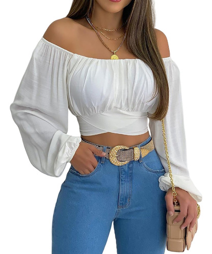 Blusa Sexy Casual Para Mujer Hombros Descubiertos Dama