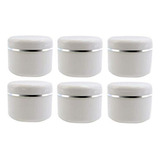 Set De 6 Tarros Cosméticos Blancos De Plástico Recargables C