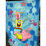 Bob Esponja Frazada Cobertor Matrimonial/individual Color Azul