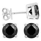 Doveggs 10k Oro Blanco Post 2ctw 6.5mm Moissanite Negro Pend