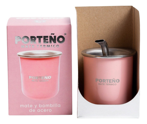 Mate Termico C/ Bombilla Porteño Acero Inoxidable Caja