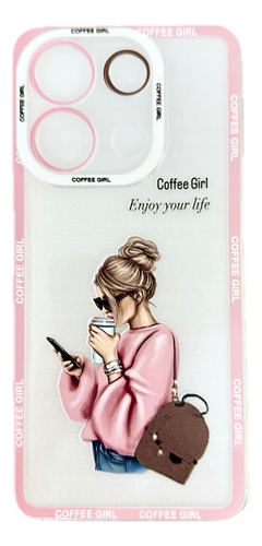 Funda Tpu Transp Diseño Coffe Girl Para Redmi 13c