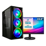 Pc Gamer Novo I7 16gb Ssd 480gb C/ Monitor + Jogos Gratis 