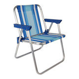 Cadeira Infantil Alta Alumínio Azul Rosa Praia Camping - Mor