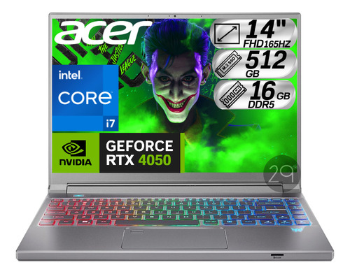 Portatil Acer Gamer Core I7 Ssd M.2 512gb Ram 16gb Rtx 4050