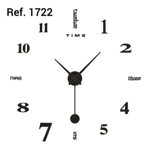 Reloj De Pared 3d Tamaño 100x100cm Color Negro Con Pendulo