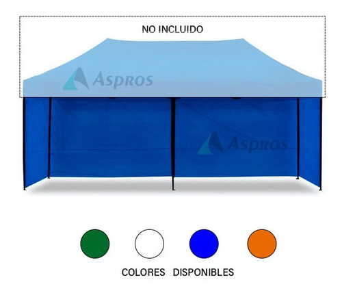 Laterales Para Toldos Plegables 2x3 Azul, Verde, Blanco, Nar