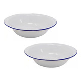 Bowl Enlozado 18cm Blancas C/detalles Oferta Set X6