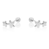 Broqueles Doble Estrella Plata .925, Mujer, Aretes, Piercing