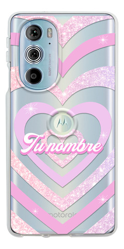 Funda Para Motorola Para Mujer Corazón Rosa Con Tu Nombre