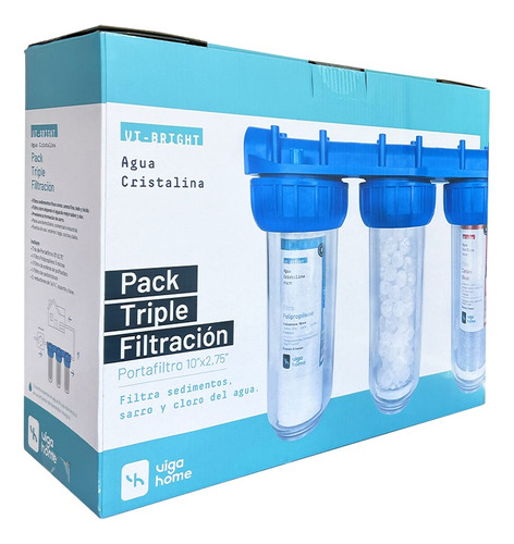 Pack Triple Filtración Polipropileno + Carbon Block + Esfera Color Celeste