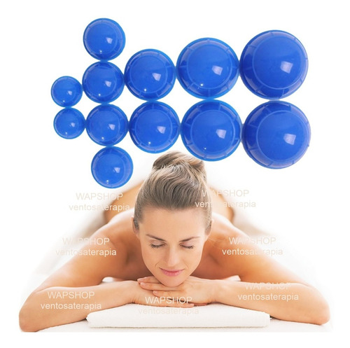 12 Copos Silicone Ventosaterapia Massagem Vácuo Anticelulite