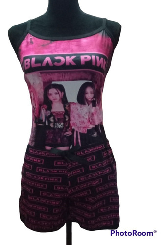 Pijama Conjunto Short Y Playera Black Pink Unitalla Juvenil 