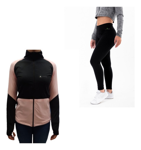 Campera Deportiva Mujer Calyud2 Rosa + Calza Lycra Camur Cuo