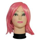Peluca Corta Mujer Color Rosado Pastel 25 Cm