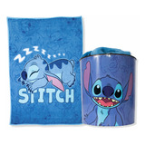Kit Mantinha Solteiro Stitch Disney Com Balde Pipoca Premium