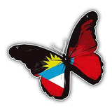Antigua Y Barbuda Bandera Mariposa - Calcomanía Para Coches,