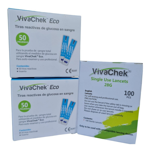 100 Tiras Para Glucometro Vivacheck Eco Envio Gratis 