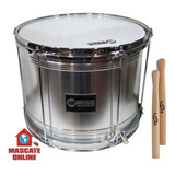 Kit Surdo Fanfarra 14 X30cm Alumínio (music 418ls) + Baqueta