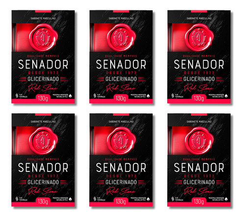 6 Sabonete Cheiroso Glicerinado Para Homens Senador 130g